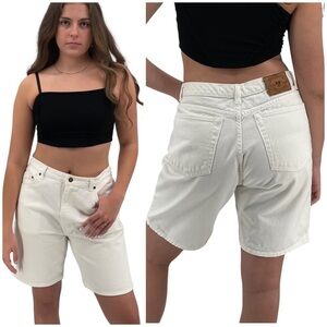 Vintage 90s Jorts Hunt Club Men's White Jean Shorts 100% Cotton Denim | 31" x 8"